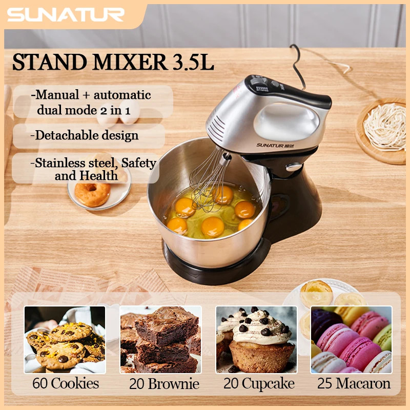 Batidora SUNATUR 3.5L: Potente 2 en 1 para hornear y mezclar